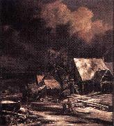 Jacob Isaacksz. van Ruisdael Village in Winter by Moonlight France oil painting artist